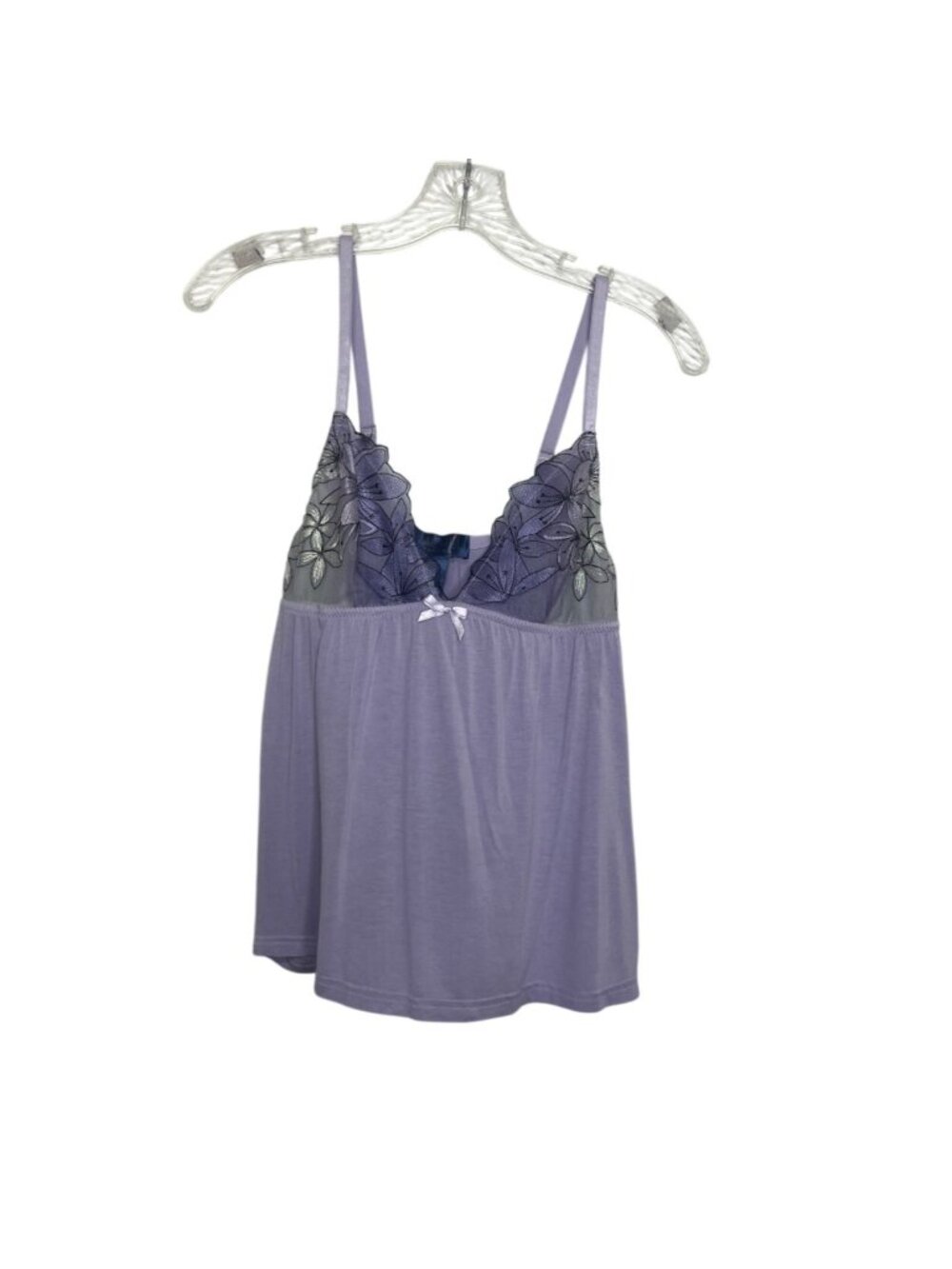 Rachel Roy Lace Trimmed Babydoll Chemise Pajama Lingerie Large Purple Sleep